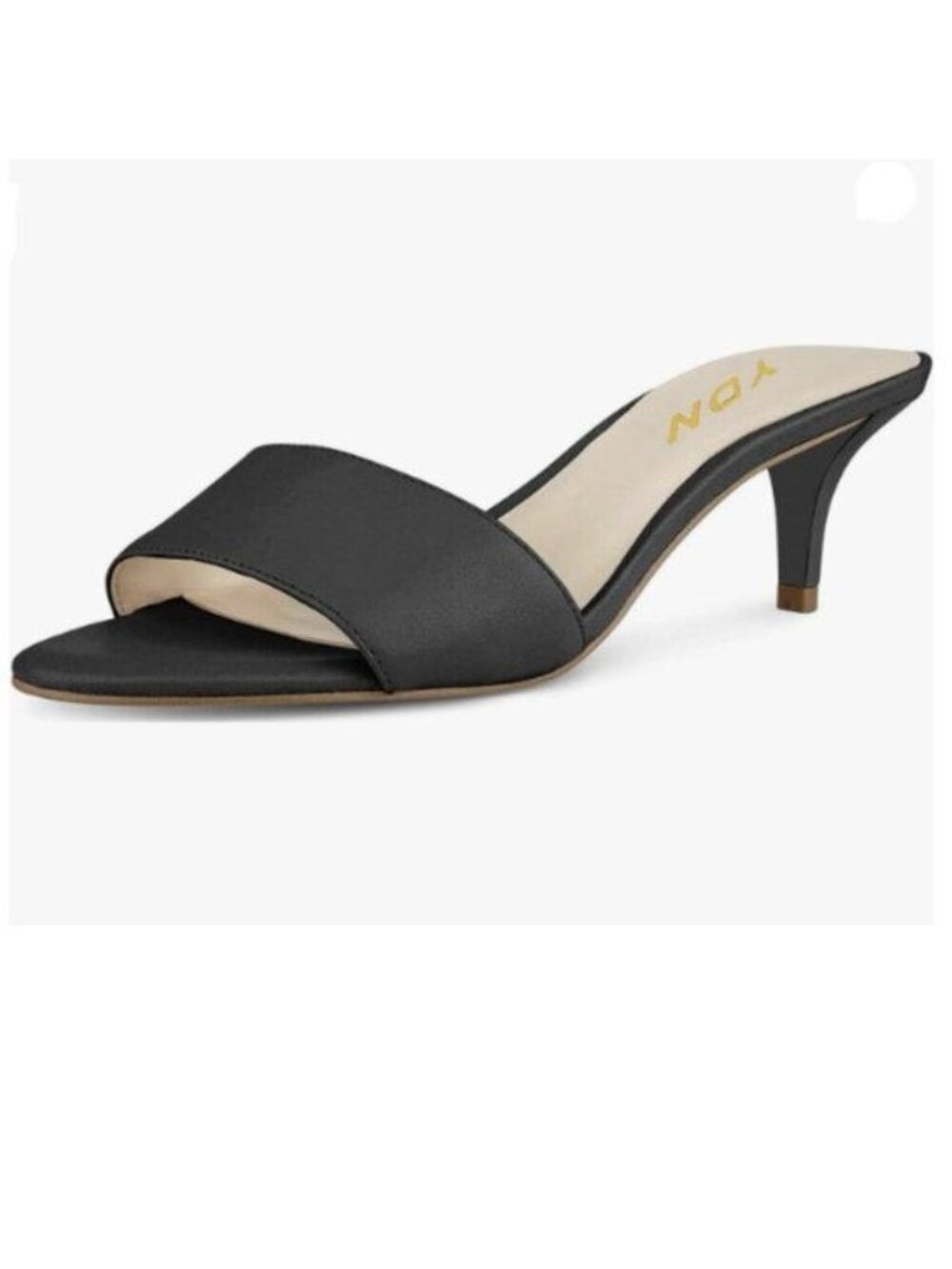 YDN Women's Comfy Kitten Low&High Heel Mules Slip on Clog Sandals Open Toe Black
